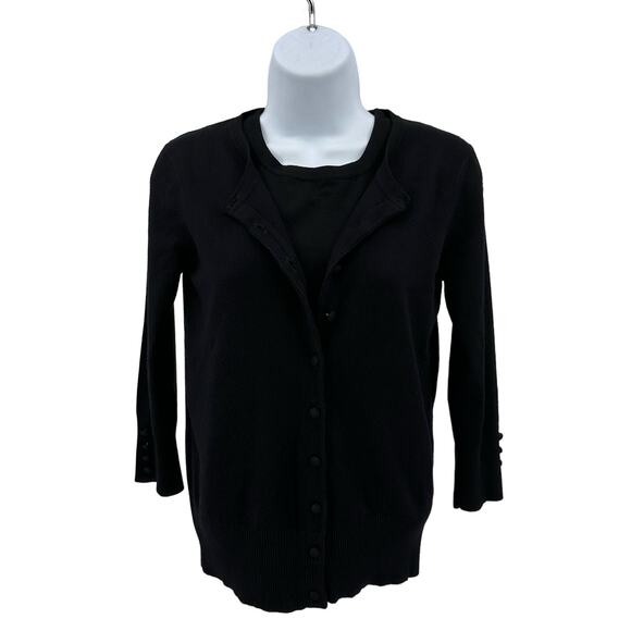 Grace Elements Black Tank & Sweater Lot WMNS Small 3/4 Sleeve Button Up Rayon - Picture 13 of 16